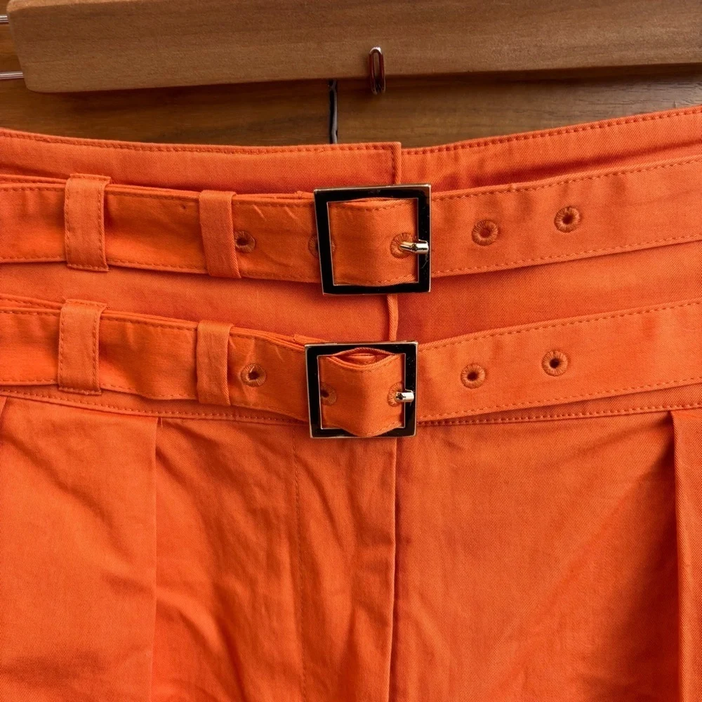 INTERMIX Leslie Double Belted Cotton Shorts, Size 6